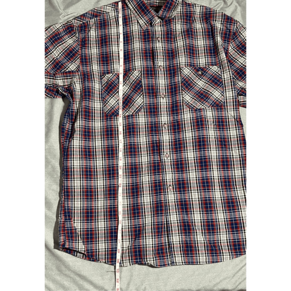 Pendleton Men’s Santiam Short Sleeve Button Down Men’s Blue & Red Plaid Shirt L - Picture 7 of 7